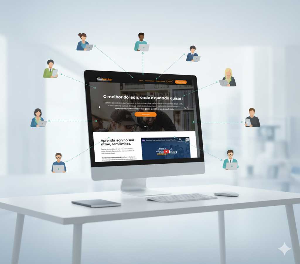 Tela de computador exibindo dashboard de aprendizado online  engajamento de colaboradores conectados digitalmente.