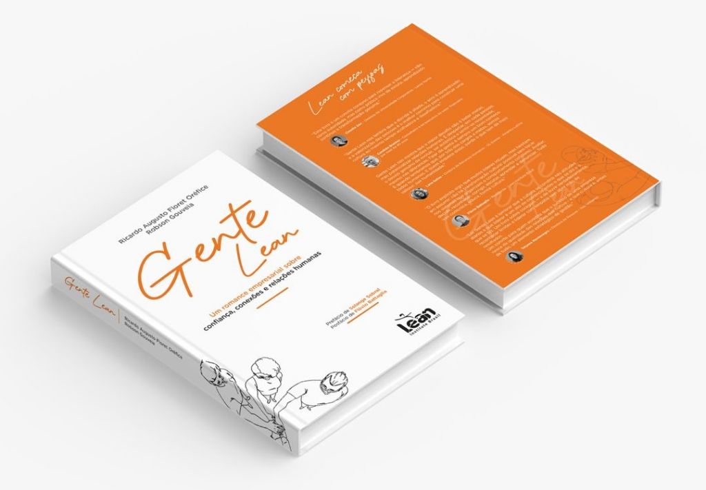 Livro Gente Lean do Lean Institute Brasil com capa e verso em mockup, destacando a obra sobre confiança, contextos e relações humanas no pensamento lean.