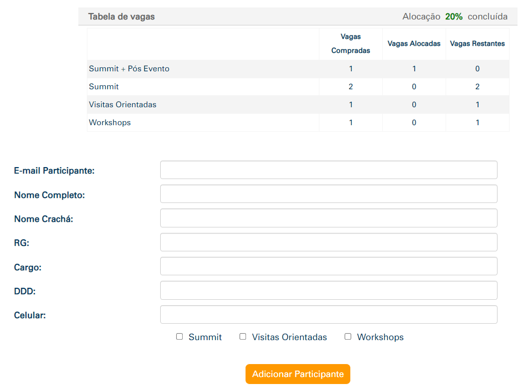 Formulário Alocação Summit