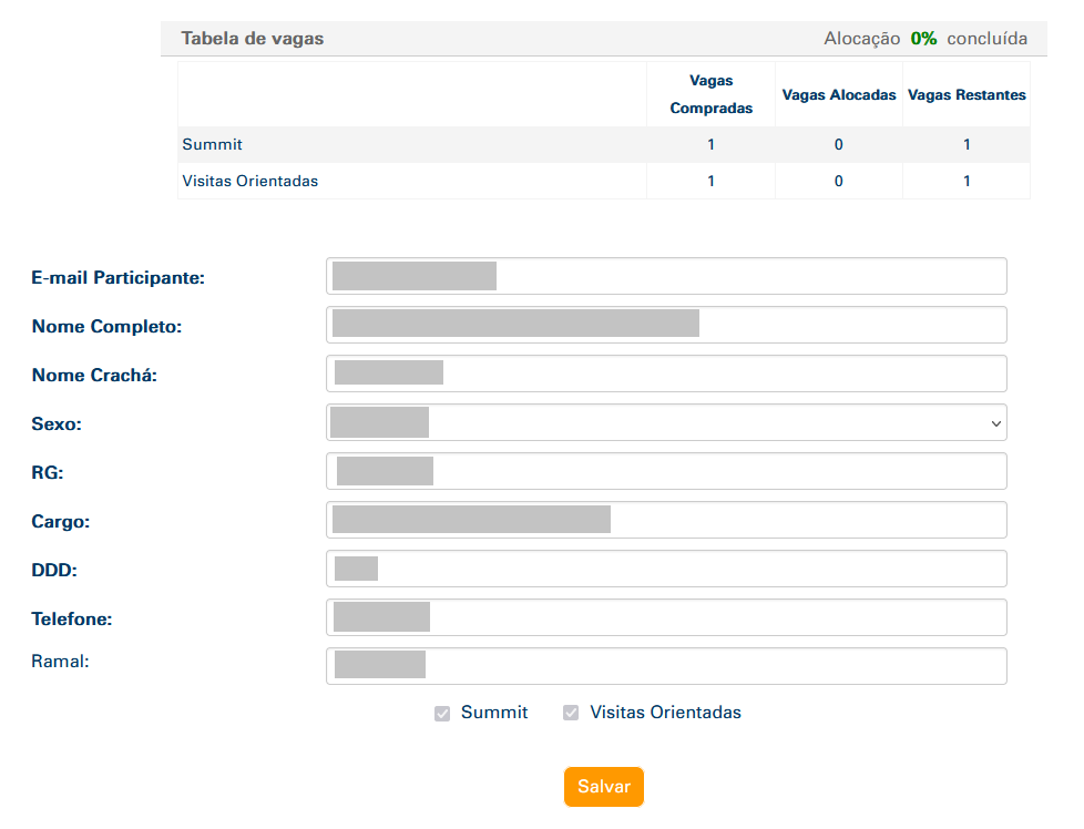 Formulário Alocação Summit